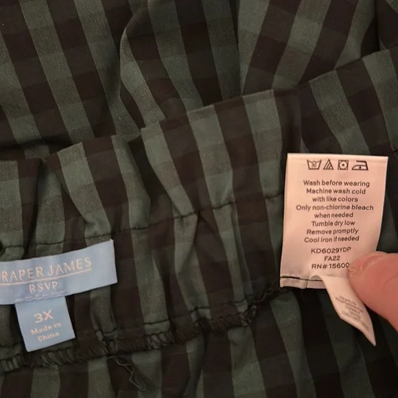 Draper James RSVP Paperbag Waist Plaid Tie Waist Skirt Black Green Plus Size 3X - Picture 14 of 14